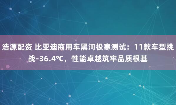 浩源配资 比亚迪商用车黑河极寒测试：11款车型挑战-36.4℃，性能卓越筑牢品质根基